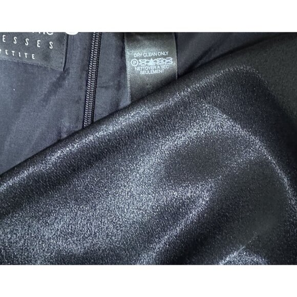 Liz Claiborne Womens Petite Dress Size 6P Black Sleeveless Satin Top Midi Length - Picture 8 of 9